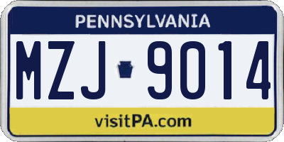 PA license plate MZJ9014