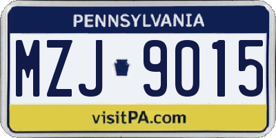 PA license plate MZJ9015