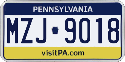 PA license plate MZJ9018