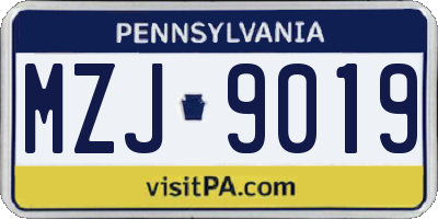 PA license plate MZJ9019