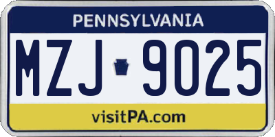 PA license plate MZJ9025