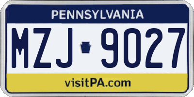PA license plate MZJ9027