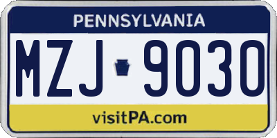 PA license plate MZJ9030