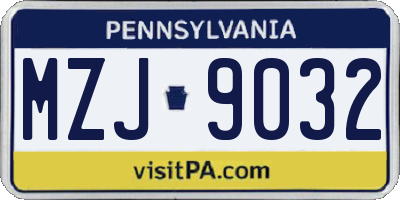PA license plate MZJ9032