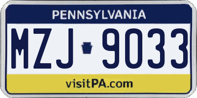 PA license plate MZJ9033