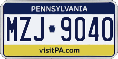 PA license plate MZJ9040