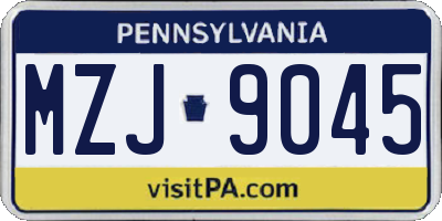PA license plate MZJ9045