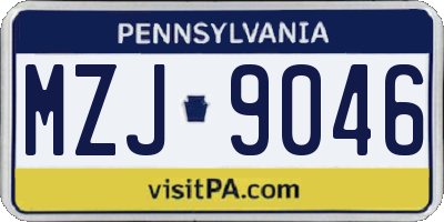 PA license plate MZJ9046