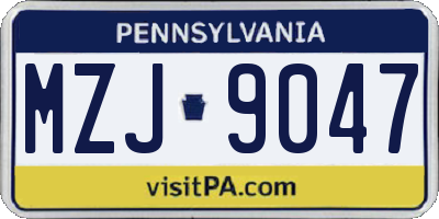 PA license plate MZJ9047