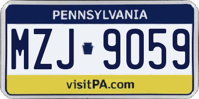 PA license plate MZJ9059