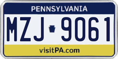 PA license plate MZJ9061