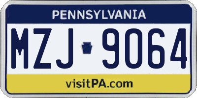 PA license plate MZJ9064