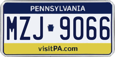 PA license plate MZJ9066