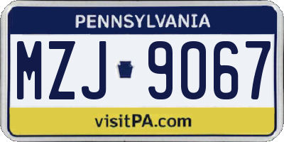 PA license plate MZJ9067