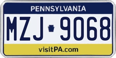 PA license plate MZJ9068
