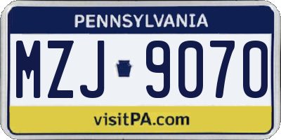 PA license plate MZJ9070
