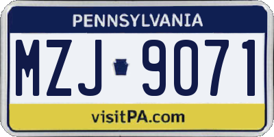 PA license plate MZJ9071