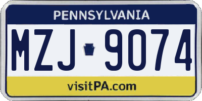PA license plate MZJ9074
