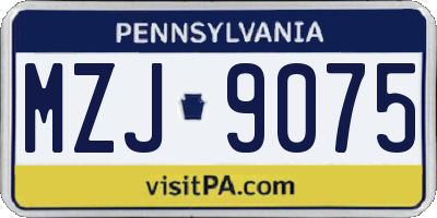 PA license plate MZJ9075