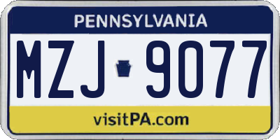 PA license plate MZJ9077