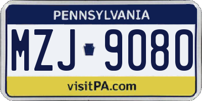 PA license plate MZJ9080