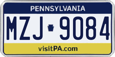 PA license plate MZJ9084