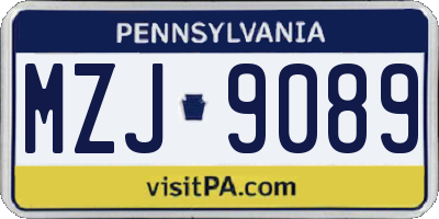 PA license plate MZJ9089