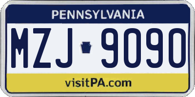 PA license plate MZJ9090