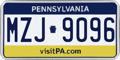 PA license plate MZJ9096