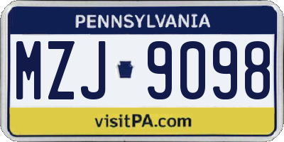 PA license plate MZJ9098