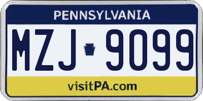 PA license plate MZJ9099