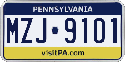 PA license plate MZJ9101