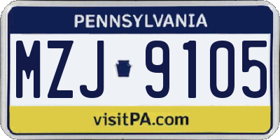 PA license plate MZJ9105