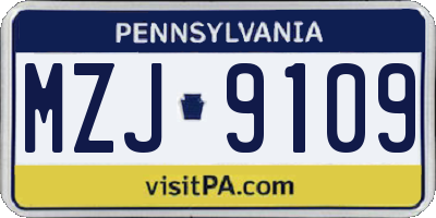 PA license plate MZJ9109