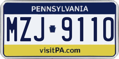 PA license plate MZJ9110