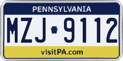 PA license plate MZJ9112