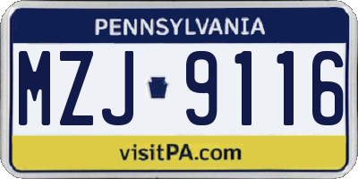 PA license plate MZJ9116