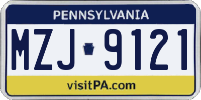 PA license plate MZJ9121