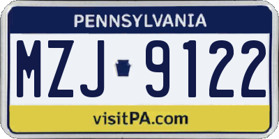 PA license plate MZJ9122