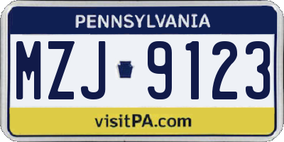 PA license plate MZJ9123