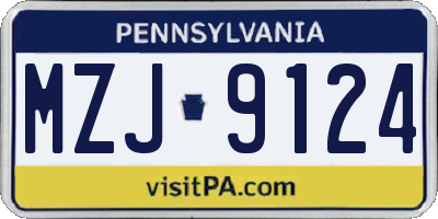 PA license plate MZJ9124