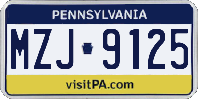 PA license plate MZJ9125
