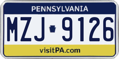PA license plate MZJ9126