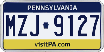 PA license plate MZJ9127