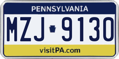 PA license plate MZJ9130
