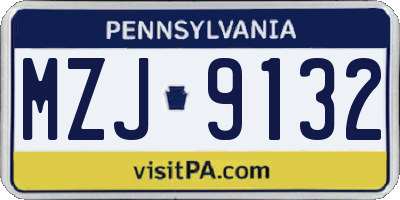 PA license plate MZJ9132