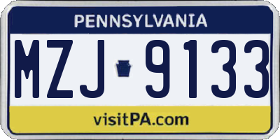 PA license plate MZJ9133
