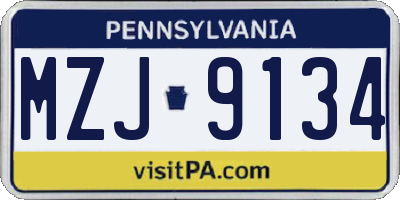 PA license plate MZJ9134