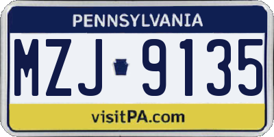 PA license plate MZJ9135