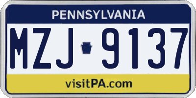 PA license plate MZJ9137